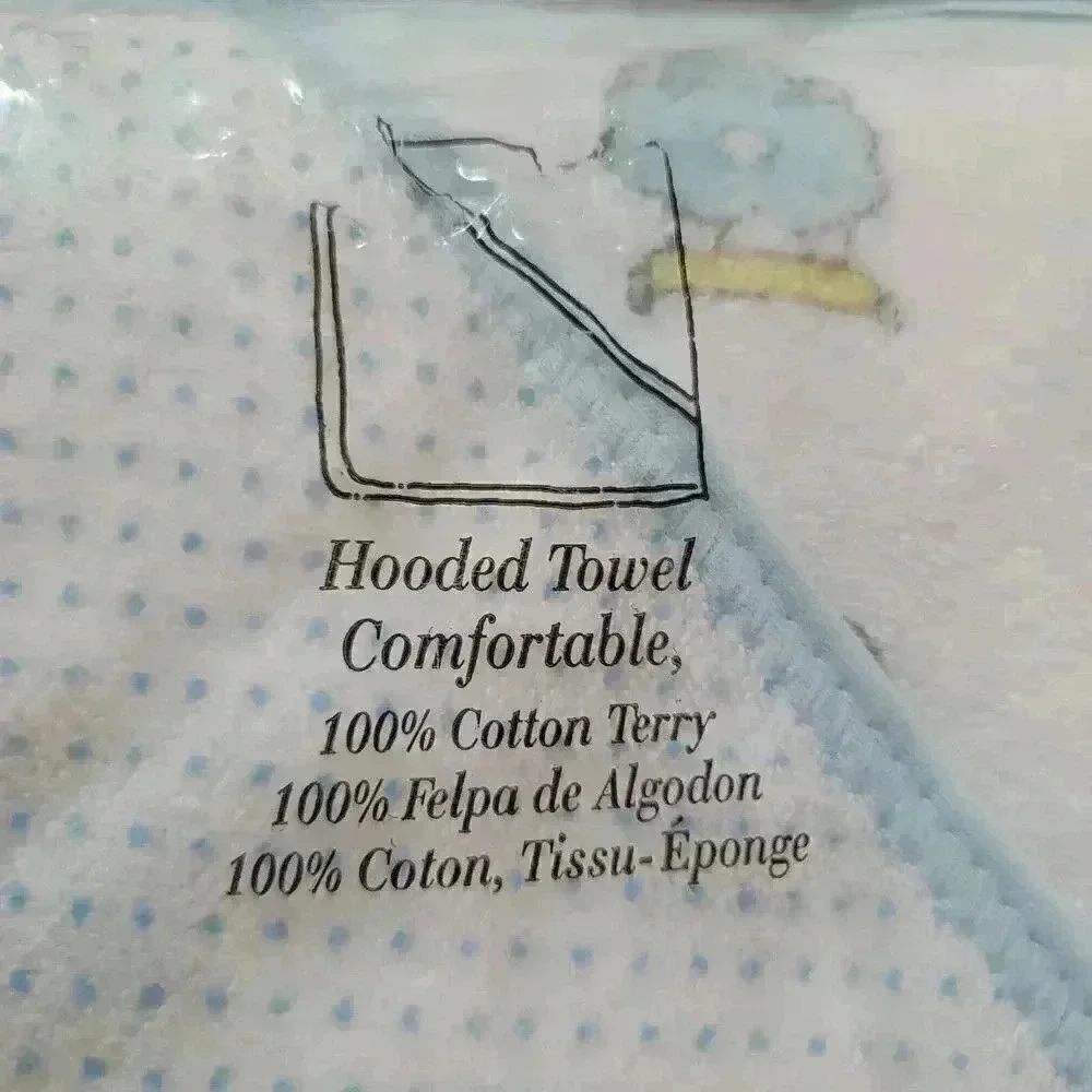 Carter's Classics Sheep Baby Hooded Towel Vintage Made In USA 100% Cotton Terry